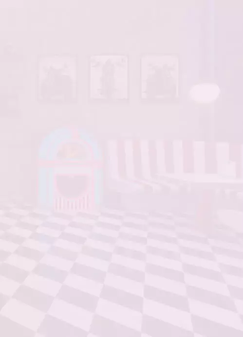 Retro Cafe Interior with Jukebox